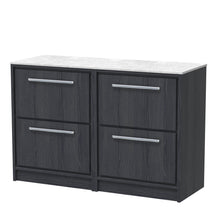Hudson Reed Lille 1200mm Floor Standing 4 - drawer Vanity With Marble Worktop Contemp Graphite Grey Woodgrain MFC Textured Woodgrain,natural Marble 818x1210x460mm - LIL2233WMT2 - JJ Building Materials