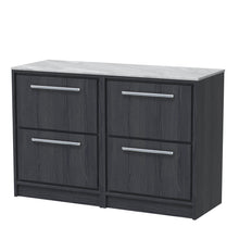 Hudson Reed Lille 1200mm Floor Standing 4 - drawer Vanity With Marble Worktop Contemp Graphite Grey Woodgrain MFC Textured Woodgrain,natural Marble 818x1210x460mm - LIL2233GMT2 - JJ Building Materials