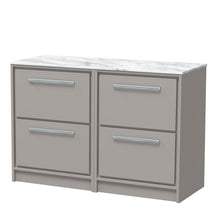 Hudson Reed Lille 1200mm Floor Standing 4 - drawer Vanity With Marble Worktop Contemp Pebble Grey MFC Smooth Matt,natural Marble 818x1210x460mm - LIL3233CMT2 - JJ Building Materials