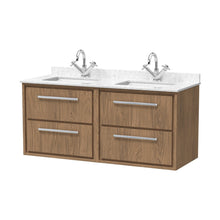 Hudson Reed Lille 1200mm Wall Hung 4-drawer Vanity With Marble Worktop Basin Contemp Antique Oak MFC Textured Woodgrain,vitreous China 617x1220x470mm - JJ Building Materials