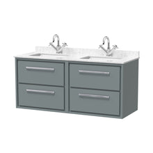 Hudson Reed Lille 1200mm Wall Hung 4-drawer Vanity With Marble Worktop Basin Contemp Coastal Grey MFC Smooth Matt,vitreous China 617x1220x470mm - JJ Building Materials