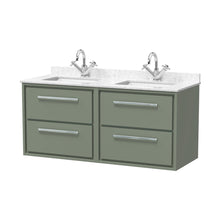 Hudson Reed Lille 1200mm Wall Hung 4-drawer Vanity With Marble Worktop Basin Contemp Fern Green MFC Smooth Matt,vitreous China 617x1220x470mm - JJ Building Materials