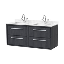 Hudson Reed Lille 1200mm Wall Hung 4-drawer Vanity With Marble Worktop Basin Contemp Graphite Grey Woodgrain MFC Textured Woodgrain,vitreous China 617x1220x470mm - JJ Building Materials