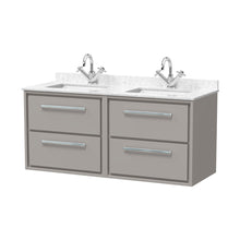 Hudson Reed Lille 1200mm Wall Hung 4-drawer Vanity With Marble Worktop Basin Contemp Pebble Grey MFC Smooth Matt,vitreous China 617x1220x470mm - JJ Building Materials