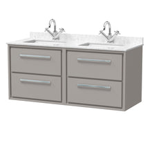 Hudson Reed Lille 1200mm Wall Hung 4 - drawer Vanity With Marble Worktop Basin Contemp Pebble Grey MFC Smooth Matt,vitreous China 617x1220x470mm - JJ Building Materials