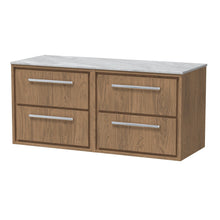 Hudson Reed Lille 1200mm Wall Hung 4 - drawer Vanity With Marble Worktop Contemp Antique Oak MFC Textured Woodgrain,natural Marble 557x610x460mm - LIL2724GMT2 - JJ Building Materials