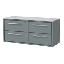 Hudson Reed Lille 1200mm Wall Hung 4 - drawer Vanity With Marble Worktop Contemp Coastal Grey MFC Smooth Matt,natural Marble 557x610x460mm - LIL2324GMT2 - JJ Building Materials