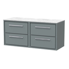 Hudson Reed Lille 1200mm Wall Hung 4 - drawer Vanity With Marble Worktop Contemp Coastal Grey MFC Smooth Matt,natural Marble 557x610x460mm - LIL2324WMT2 - JJ Building Materials