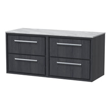 Hudson Reed Lille 1200mm Wall Hung 4 - drawer Vanity With Marble Worktop Contemp Graphite Grey Woodgrain MFC Textured Woodgrain,natural Marble 557x610x460mm - LIL2224GMT2 - JJ Building Materials
