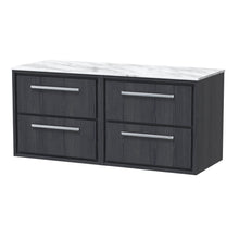 Hudson Reed Lille 1200mm Wall Hung 4 - drawer Vanity With Marble Worktop Contemp Graphite Grey Woodgrain MFC Textured Woodgrain,natural Marble 557x610x460mm - LIL2224CMT2 - JJ Building Materials