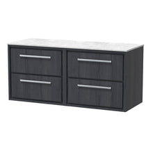 Hudson Reed Lille 1200mm Wall Hung 4 - drawer Vanity With Marble Worktop Contemp Graphite Grey Woodgrain MFC Textured Woodgrain,natural Marble 557x610x460mm - LIL2224WMT2 - JJ Building Materials