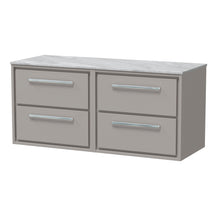 Hudson Reed Lille 1200mm Wall Hung 4 - drawer Vanity With Marble Worktop Contemp Pebble Grey MFC Smooth Matt,natural Marble 557x610x460mm - LIL3224GMT2 - JJ Building Materials