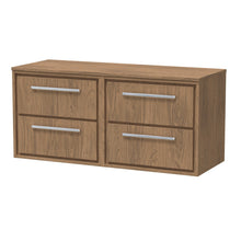 Hudson Reed Lille 1200mm Wall Hung 4 - drawer Vanity With Worktop Contemp Antique Oak MFC Textured Woodgrain 557x1205x460mm - JJ Building Materials