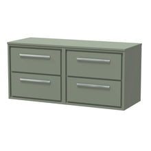 Hudson Reed Lille 1200mm Wall Hung 4 - drawer Vanity With Worktop Contemp Fern Green MFC Smooth Matt 557x1205x460mm - JJ Building Materials