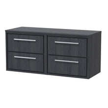 Hudson Reed Lille 1200mm Wall Hung 4 - drawer Vanity With Worktop Contemp Graphite Grey Woodgrain MFC Textured Woodgrain 557x1205x460mm - JJ Building Materials