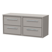 Hudson Reed Lille 1200mm Wall Hung 4 - drawer Vanity With Worktop Contemp Pebble Grey MFC Smooth Matt 557x1205x460mm - JJ Building Materials