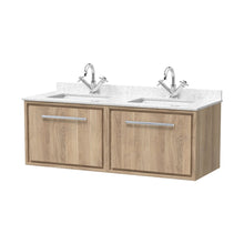 Hudson Reed Lille 1200mm Wall Hung Single Drawer Vanity With Marble Worktop Basin Contemp Bleached Oak MFC Textured Woodgrain,vitreous China 509x1220x470mm - JJ Building Materials