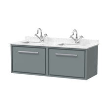 Hudson Reed Lille 1200mm Wall Hung Single Drawer Vanity With Marble Worktop Basin Contemp Coastal Grey MFC Smooth Matt,vitreous China 509x1220x470mm - JJ Building Materials
