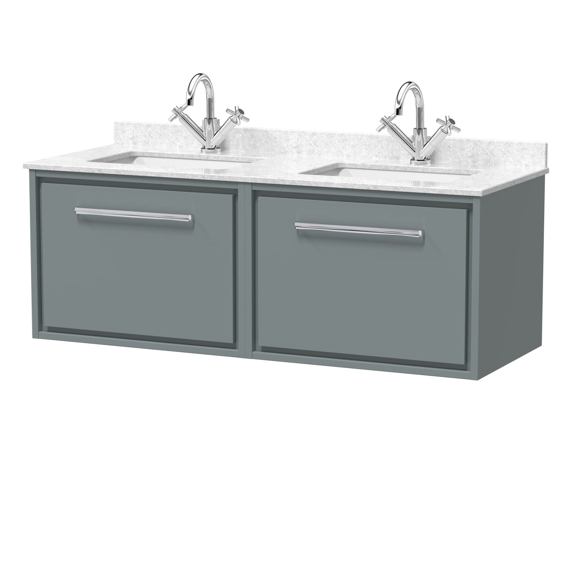 Hudson Reed Lille 1200mm Wall Hung Single Drawer Vanity With Marble Worktop Basin Contemp Coastal Grey MFC Smooth Matt,vitreous China 509x1220x470mm - JJ Building Materials