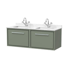 Hudson Reed Lille 1200mm Wall Hung Single Drawer Vanity With Marble Worktop Basin Contemp Fern Green MFC Smooth Matt,vitreous China 509x1220x470mm - JJ Building Materials