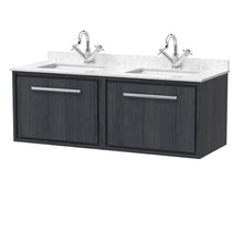Hudson Reed Lille 1200mm Wall Hung Single Drawer Vanity With Marble Worktop Basin Contemp Graphite Grey Woodgrain MFC Textured Woodgrain,vitreous China 509x1220x470mm - JJ Building Materials