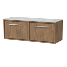 Hudson Reed Lille 1200mm Wall Hung Single Drawer Vanity With Marble Worktop Contemp Antique Oak MFC Textured Woodgrain,natural Marble 449x1210x460mm - LIL2722GMT2 - JJ Building Materials