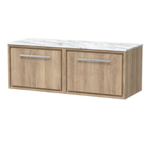 Hudson Reed Lille 1200mm Wall Hung Single Drawer Vanity With Marble Worktop Contemp Bleached Oak MFC Textured Woodgrain,natural Marble 449x1210x460mm - LIL3022CMT2 - JJ Building Materials