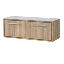 Hudson Reed Lille 1200mm Wall Hung Single Drawer Vanity With Marble Worktop Contemp Bleached Oak MFC Textured Woodgrain,natural Marble 449x1210x460mm - LIL3022GMT2 - JJ Building Materials