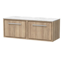 Hudson Reed Lille 1200mm Wall Hung Single Drawer Vanity With Marble Worktop Contemp Bleached Oak MFC Textured Woodgrain,natural Marble 449x1210x460mm - LIL3022WMT2 - JJ Building Materials