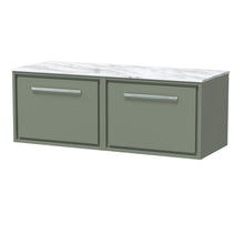 Hudson Reed Lille 1200mm Wall Hung Single Drawer Vanity With Marble Worktop Contemp Fern Green MFC Smooth Matt,natural Marble 449x1210x460mm - LIL3122CMT2 - JJ Building Materials