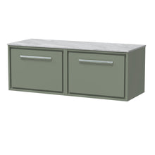 Hudson Reed Lille 1200mm Wall Hung Single Drawer Vanity With Marble Worktop Contemp Fern Green MFC Smooth Matt,natural Marble 449x1210x460mm - LIL3122GMT2 - JJ Building Materials