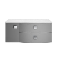 Hudson Reed Lille 1200mm Wall Hung Single Drawer Vanity With Marble Worktop Contemp Graphite Grey Woodgrain MFC Textured Woodgrain,natural Marble 449x1210x460mm - LIL2222WMT2 - JJ Building Materials