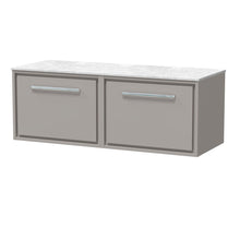 Hudson Reed Lille 1200mm Wall Hung Single Drawer Vanity With Marble Worktop Contemp Pebble Grey MFC Smooth Matt,natural Marble 449x1210x460mm - LIL3222WMT2 - JJ Building Materials