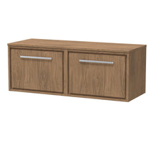 Hudson Reed Lille 1200mm Wall Hung Single Drawer Vanity With Worktop Contemp Antique Oak MFC Textured Woodgrain 449x605x460mm - JJ Building Materials
