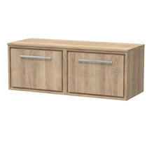 Hudson Reed Lille 1200mm Wall Hung Single Drawer Vanity With Worktop Contemp Bleached Oak MFC Textured Woodgrain 449x605x460mm - JJ Building Materials