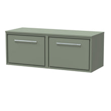 Hudson Reed Lille 1200mm Wall Hung Single Drawer Vanity With Worktop Contemp Fern Green MFC Smooth Matt 449x605x460mm - JJ Building Materials
