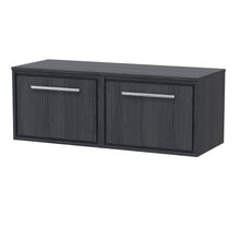 Hudson Reed Lille 1200mm Wall Hung Single Drawer Vanity With Worktop Contemp Graphite Grey Woodgrain MFC Textured Woodgrain 449x605x460mm - JJ Building Materials