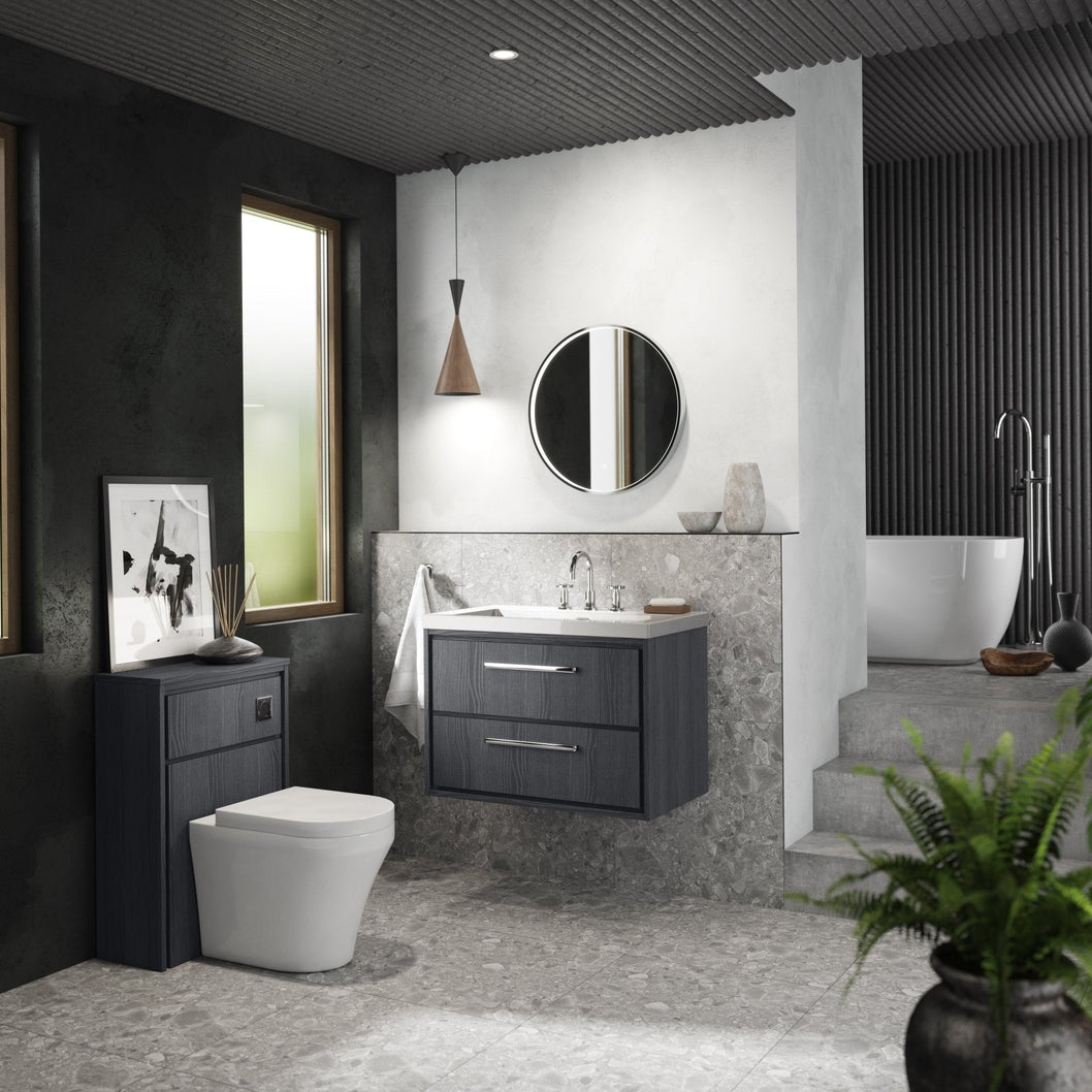 Hudson Reed Lille 550mm Wc Unit (255 Deep) Contemp Graphite Grey Woodgrain MFC Textured Woodgrain 818x550x255mm - JJ Building Materials