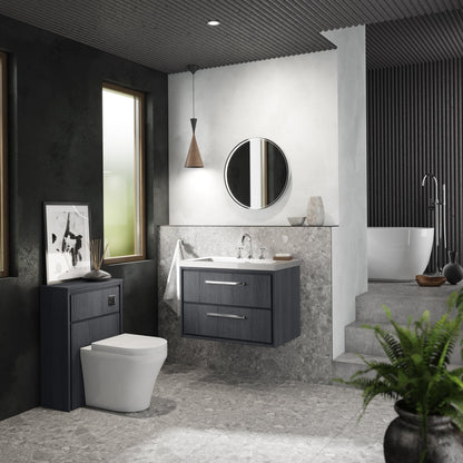 Hudson Reed Lille 550mm Wc Unit (255 Deep) Contemp Graphite Grey Woodgrain MFC Textured Woodgrain 818x550x255mm - JJ Building Materials