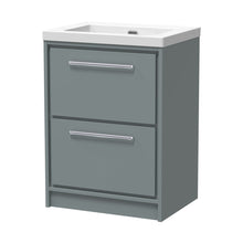 Hudson Reed Lille 600mm Floor Standing 2-drawer Vanity With Basin - 0 Tap Hole Contemp Coastal Grey Fireclay,MFC Smooth Matt 845x613x462mm - JJ Building Materials