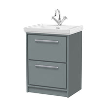 Hudson Reed Lille 600mm Floor Standing 2-drawer Vanity With Basin - 1 Tap Hole Contemp Coastal Grey Fireclay,MFC Smooth Matt 866x630x471mm - JJ Building Materials