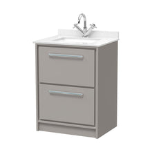 Hudson Reed Lille 600mm Floor Standing 2-drawer Vanity With Marble Worktop Basin Contemp Pebble Grey MFC Smooth Matt,vitreous China 878x620x470mm - JJ Building Materials