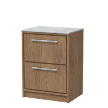 Hudson Reed Lille 600mm Floor Standing 2 - drawer Vanity With Marble Worktop Contemp Antique Oak MFC Textured Woodgrain,natural Marble 818x610x460mm - LIL2733GMT - JJ Building Materials
