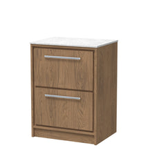 Hudson Reed Lille 600mm Floor Standing 2 - drawer Vanity With Marble Worktop Contemp Antique Oak MFC Textured Woodgrain,natural Marble 818x610x460mm - LIL2733WMT - JJ Building Materials