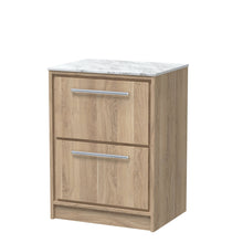 Hudson Reed Lille 600mm Floor Standing 2 - drawer Vanity With Marble Worktop Contemp Bleached Oak MFC Textured Woodgrain,natural Marble 818x610x460mm - LIL3033CMT - JJ Building Materials