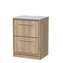 Hudson Reed Lille 600mm Floor Standing 2 - drawer Vanity With Marble Worktop Contemp Bleached Oak MFC Textured Woodgrain,natural Marble 818x610x460mm - LIL3033GMT - JJ Building Materials
