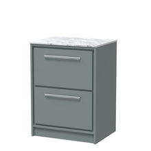 Hudson Reed Lille 600mm Floor Standing 2 - drawer Vanity With Marble Worktop Contemp Coastal Grey MFC Smooth Matt,natural Marble 818x610x460mm - LIL2333CMT - JJ Building Materials