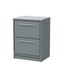 Hudson Reed Lille 600mm Floor Standing 2 - drawer Vanity With Marble Worktop Contemp Coastal Grey MFC Smooth Matt,natural Marble 818x610x460mm - LIL2333GMT - JJ Building Materials