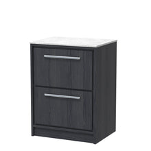 Hudson Reed Lille 600mm Floor Standing 2 - drawer Vanity With Marble Worktop Contemp Graphite Grey Woodgrain MFC Textured Woodgrain,natural Marble 818x610x460mm - LIL2233WMT - JJ Building Materials