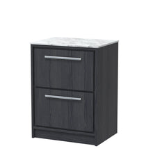Hudson Reed Lille 600mm Floor Standing 2 - drawer Vanity With Marble Worktop Contemp Graphite Grey Woodgrain MFC Textured Woodgrain,natural Marble 818x610x460mm - LIL2233CMT - JJ Building Materials
